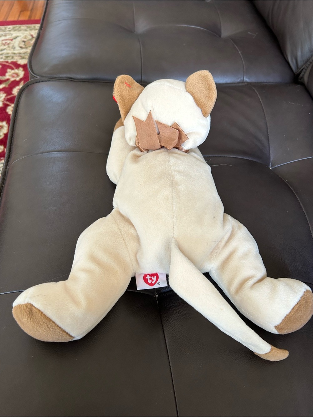 Ty MEOW stuffed cat. White & Tan Plush Siamese Cat with Blue Eyes 1996 - Picture 3 of 7